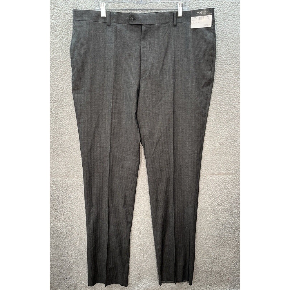 Kenneth Cole Pants Mens 42x37 Gray Striped Wool Awearness Slim Fit Separates New